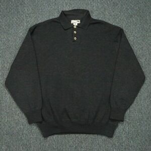 I Levrieri Sweater Mens XXL Charcoal Gray Merino Wool Pullover Collar Italy 2XL